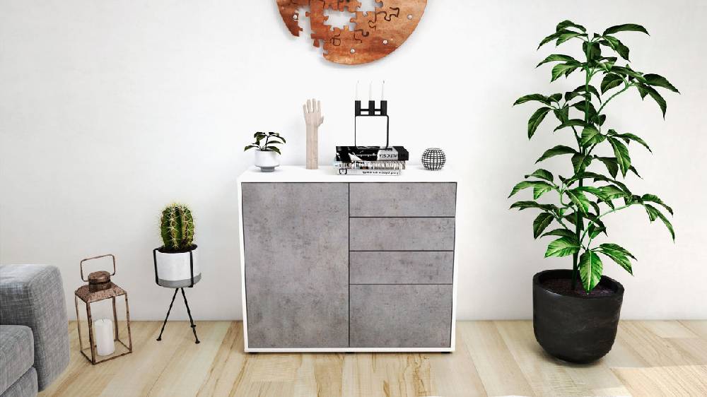 Stil Zeit Möbel Sideboard Celestina, Beton (92x79x35cm) Fabrikladen