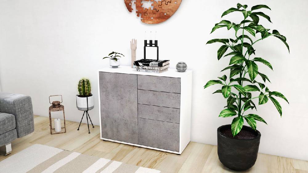 Stil Zeit Möbel Sideboard Celestina, Beton (92x79x35cm) Fabrikladen