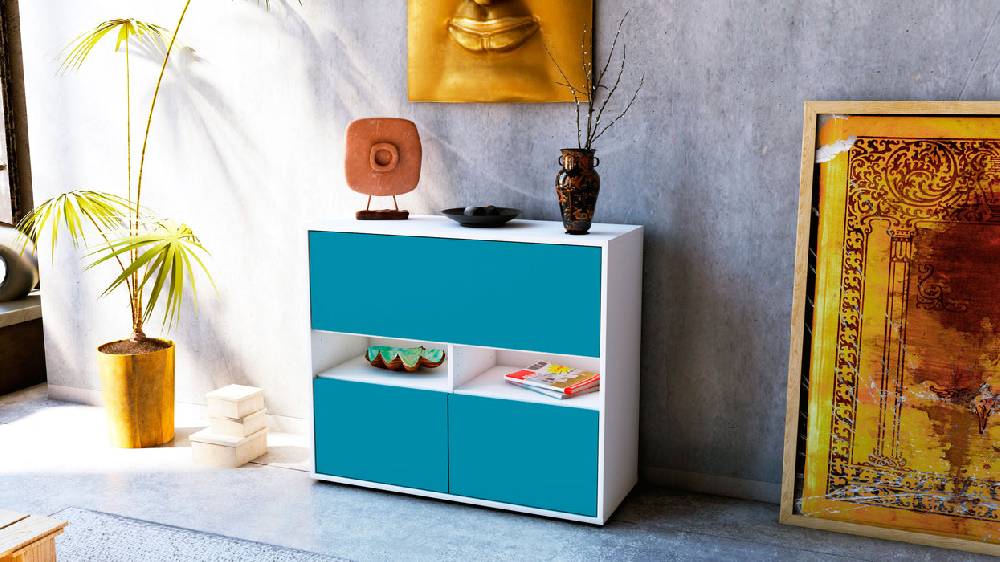 Stil Zeit Möbel Sideboard Cassandra, Türkis (92x79x35cm) Black Friday Preise
