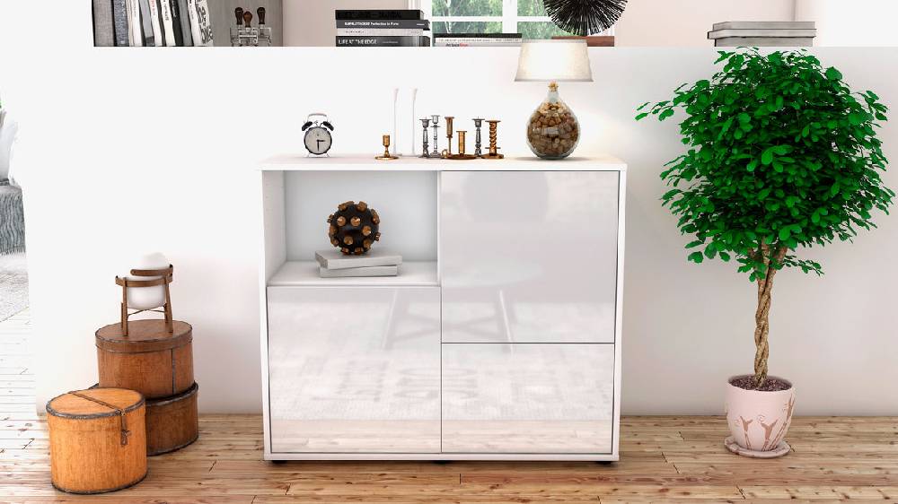 Stil Zeit Möbel Sideboard Carina, Weiß (92x79x35cm) Angebote