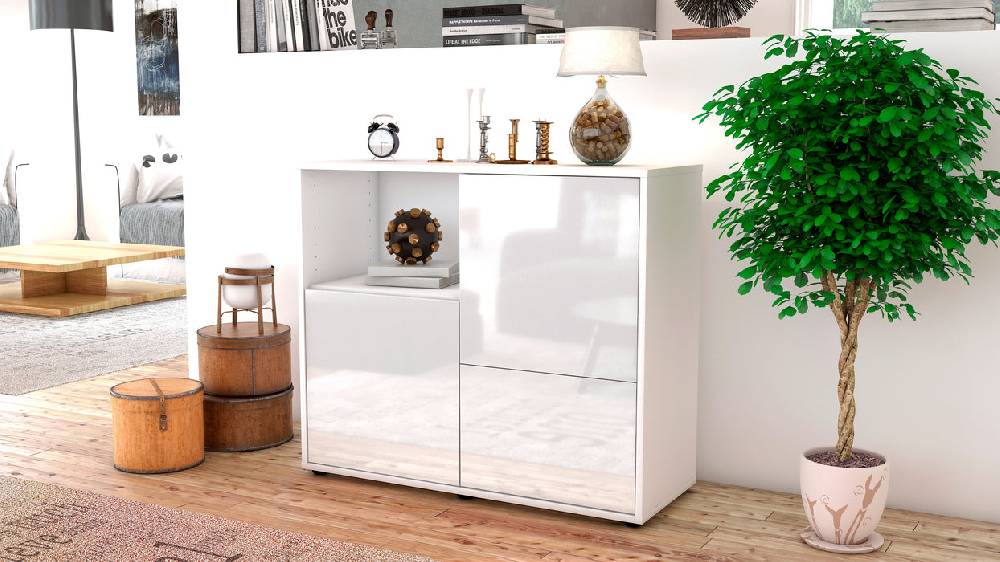 Stil Zeit Möbel Sideboard Carina, Weiß (92x79x35cm) Angebote