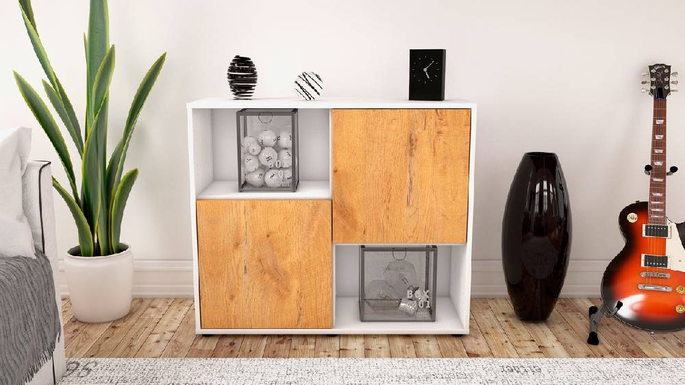 Stil Zeit Möbel Sideboard Caralina, Eiche (92x79x35cm) im Angebot