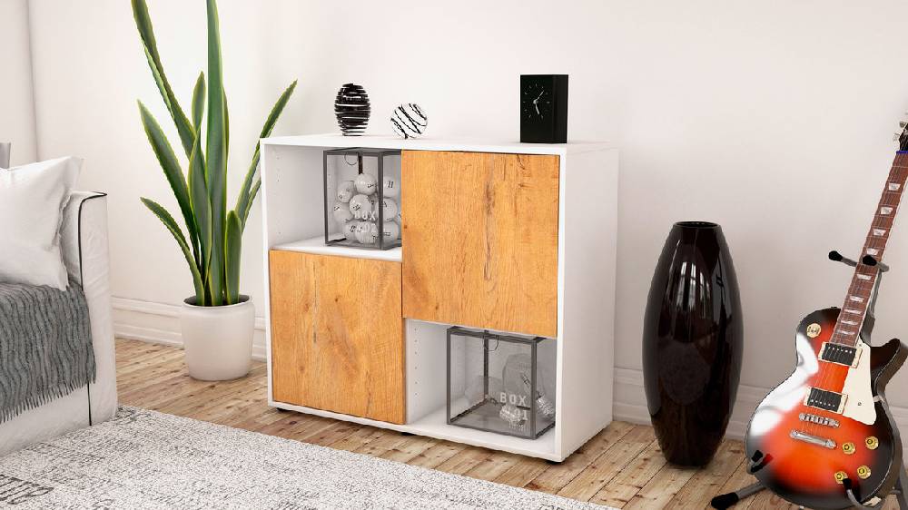 Stil Zeit Möbel Sideboard Caralina, Eiche (92x79x35cm) im Angebot