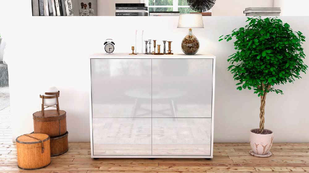 Stil Zeit Möbel Sideboard Cara, Weiß (92x79x35cm) Schlussverkauf