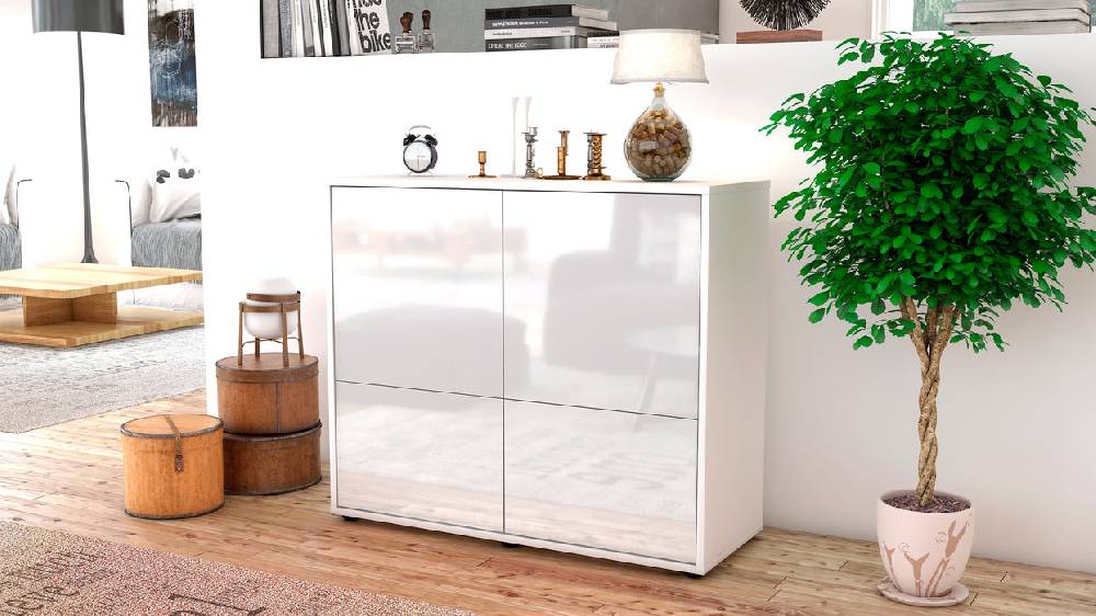 Stil Zeit Möbel Sideboard Cara, Weiß (92x79x35cm) Schlussverkauf