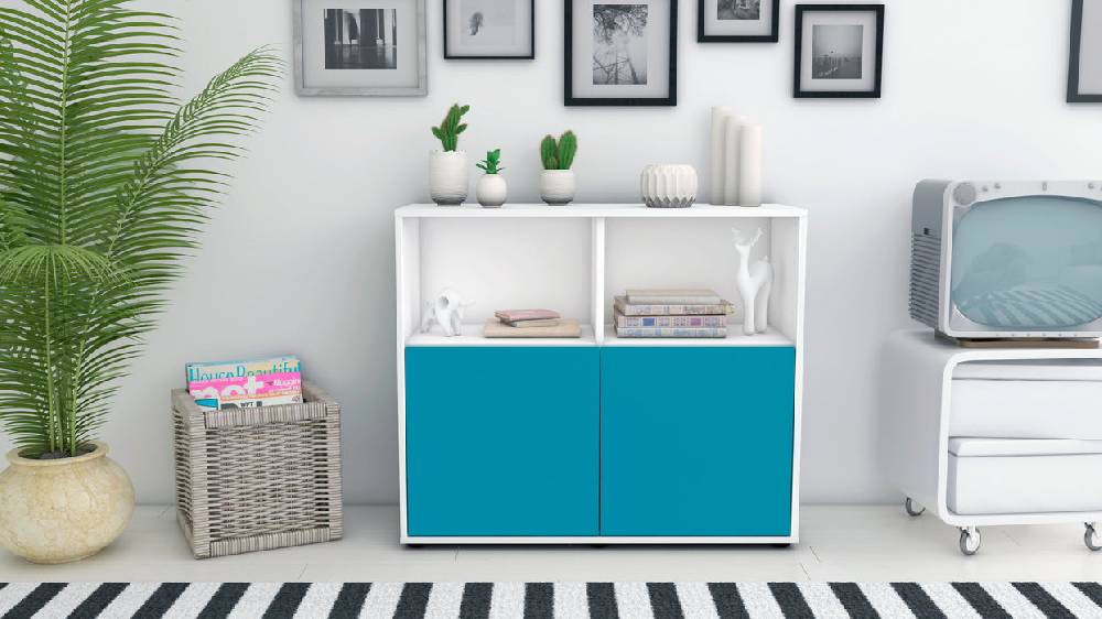 Stil Zeit Möbel Sideboard Camilla, Türkis (92x79x35cm) Günstiger Verkauf