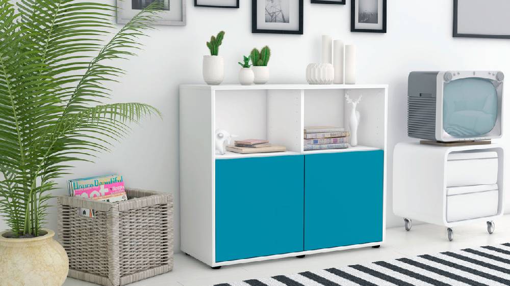 Stil Zeit Möbel Sideboard Camilla, Türkis (92x79x35cm) Günstiger Verkauf