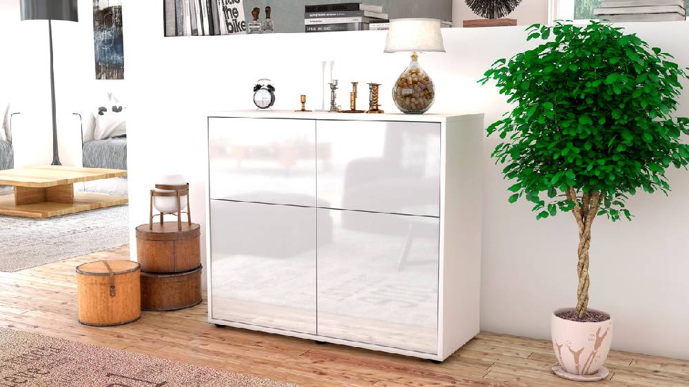 Stil Zeit Möbel Sideboard Calliope, Weiß (92x79x35cm) Fabrikverkauf