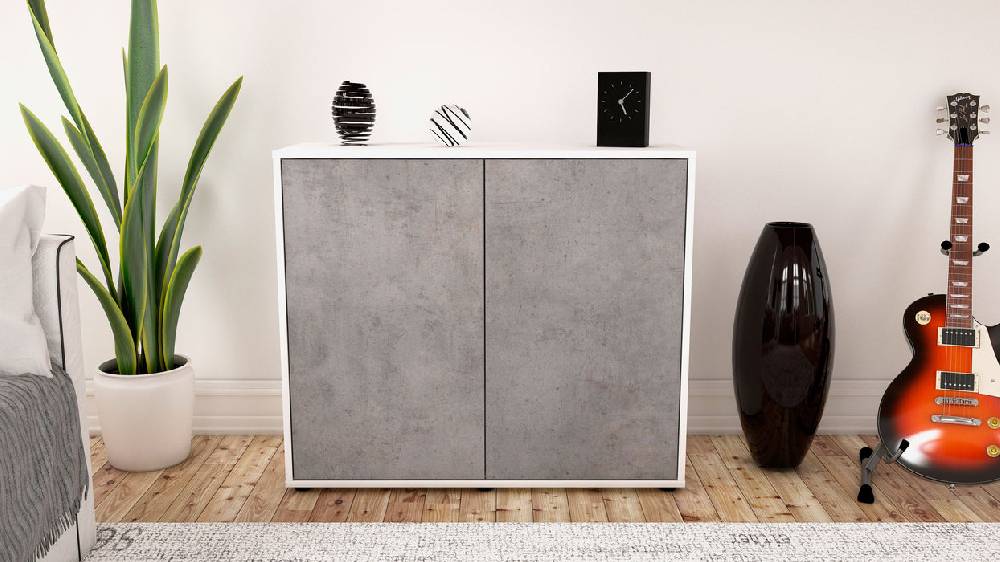 Stil Zeit Möbel Sideboard Blanka, Beton (92x79x35cm) Limitierter Zeitrabatt