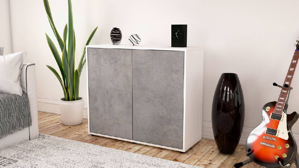 Stil Zeit Möbel Sideboard Blanka, Beton (92x79x35cm) Limitierter Zeitrabatt