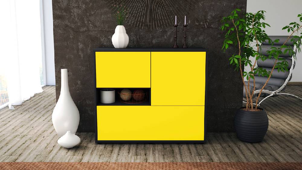 Stil Zeit Möbel Sideboard Debora, Gelb (92x79x35cm) Fabrik Onlineshop