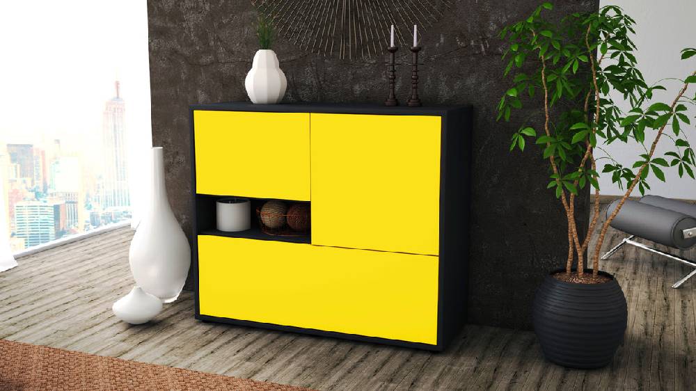 Stil Zeit Möbel Sideboard Debora, Gelb (92x79x35cm) Fabrik Onlineshop