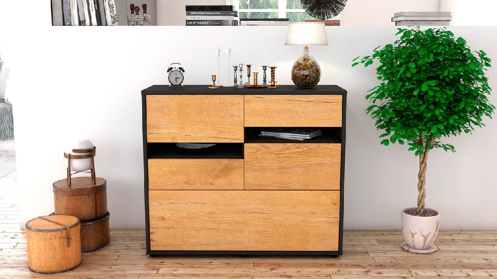 Stil Zeit Möbel Sideboard Daria, Eiche (92x79x35cm) Rabatt