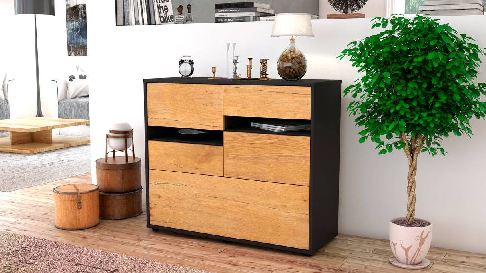 Stil Zeit Möbel Sideboard Daria, Eiche (92x79x35cm) Rabatt