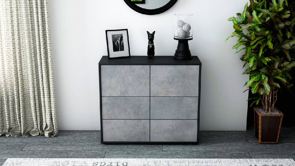 Stil Zeit Möbel Sideboard Dana, Beton (92x79x35cm) Versandkostenfrei