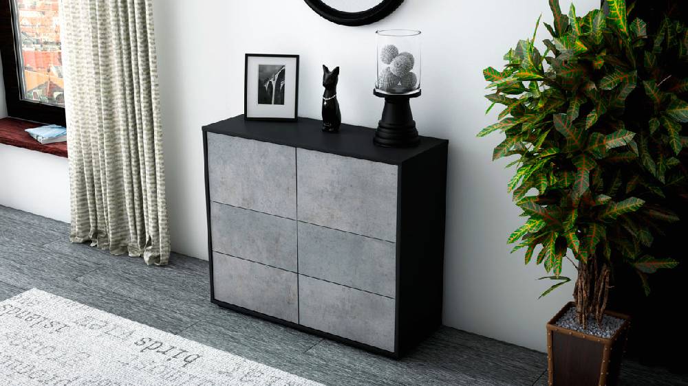 Stil Zeit Möbel Sideboard Dana, Beton (92x79x35cm) Versandkostenfrei
