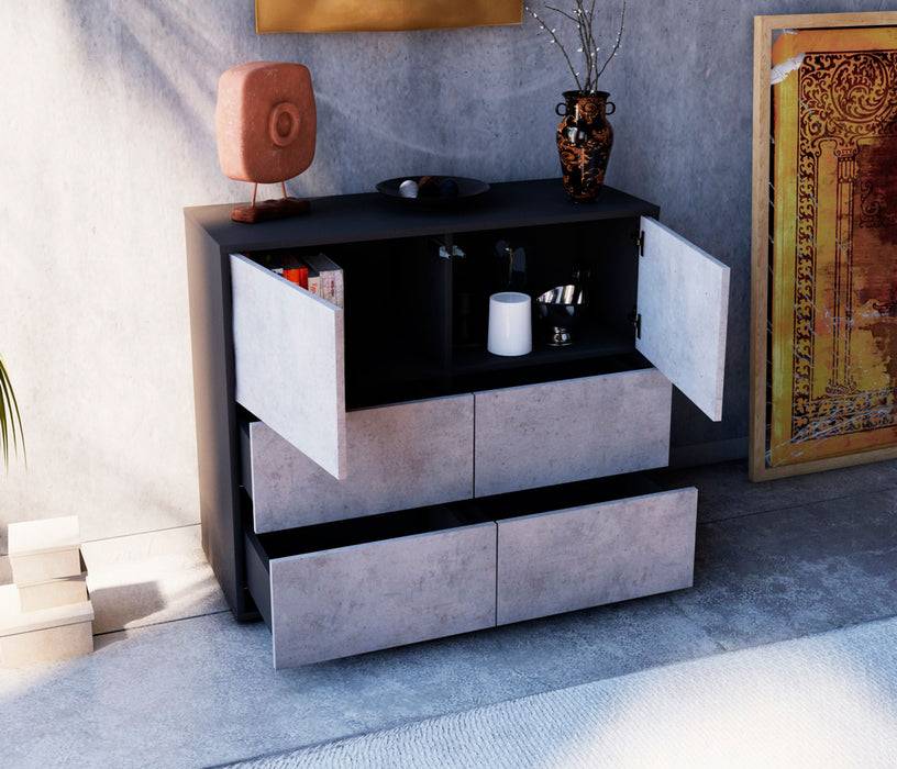 Stil Zeit Möbel Sideboard Dana, Beton (92x79x35cm) Versandkostenfrei