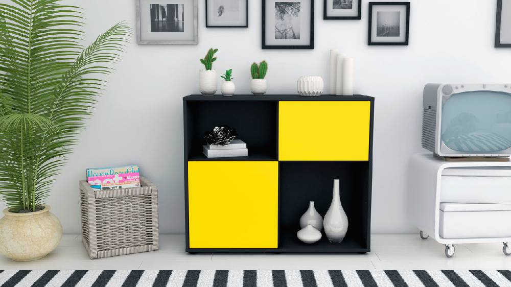Stil Zeit Möbel Sideboard Carola, Gelb (92x79x35cm) Preisnachlass