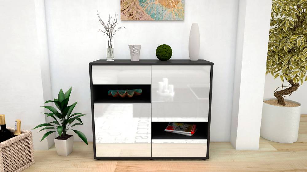 Stil Zeit Möbel Sideboard Carmelina, Weiß (92x79x35cm) Saisonschlussverkauf