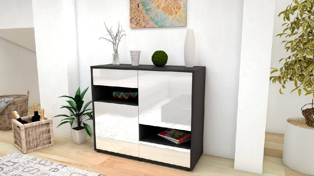 Stil Zeit Möbel Sideboard Carmelina, Weiß (92x79x35cm) Saisonschlussverkauf