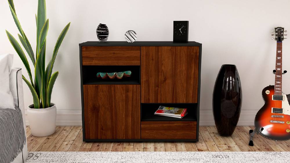 Stil Zeit Möbel Sideboard Carmelina, Walnuss (92x79x35cm) Cyber Monday