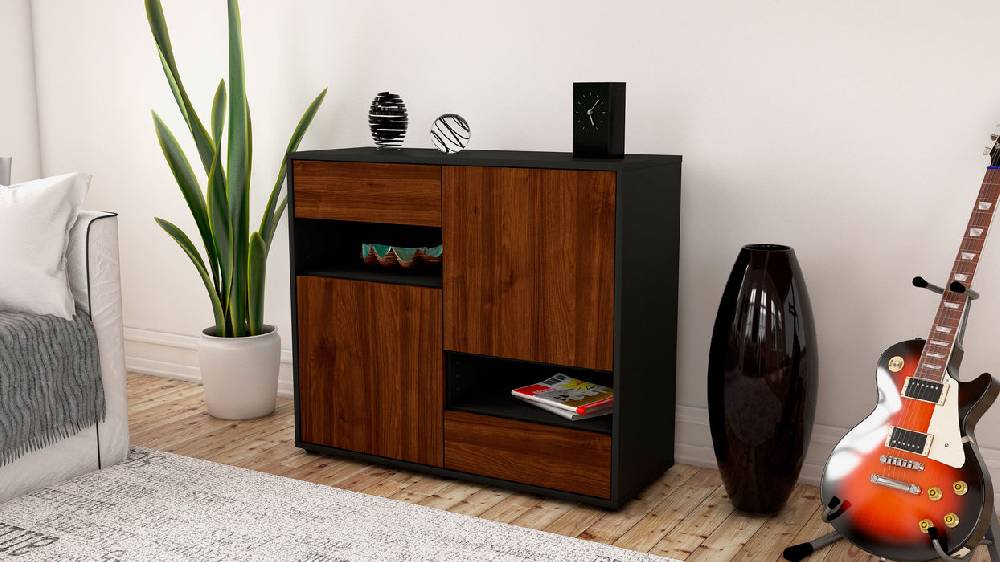 Stil Zeit Möbel Sideboard Carmelina, Walnuss (92x79x35cm) Cyber Monday