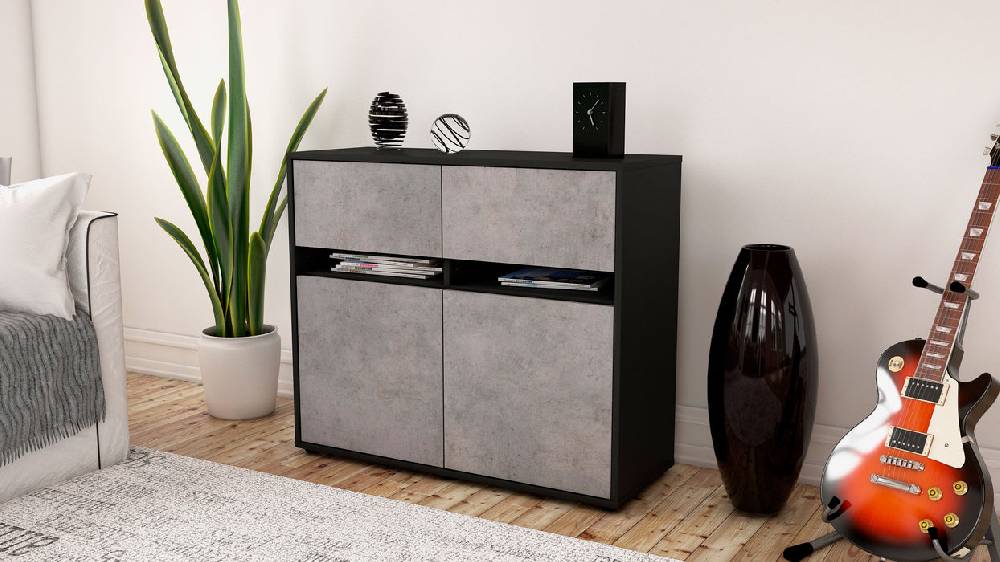 Stil Zeit Möbel Sideboard Brunilde, Beton (92x79x35cm) Valentinstagsangebot