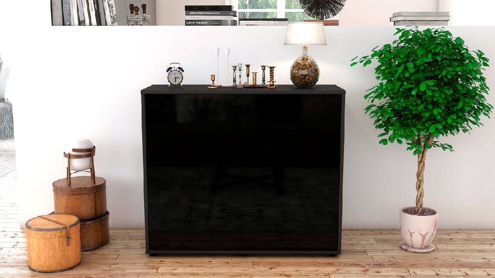 Stil Zeit Möbel Sideboard Blanka, Schwarz (92x79x35cm) Heißer Verkauf
