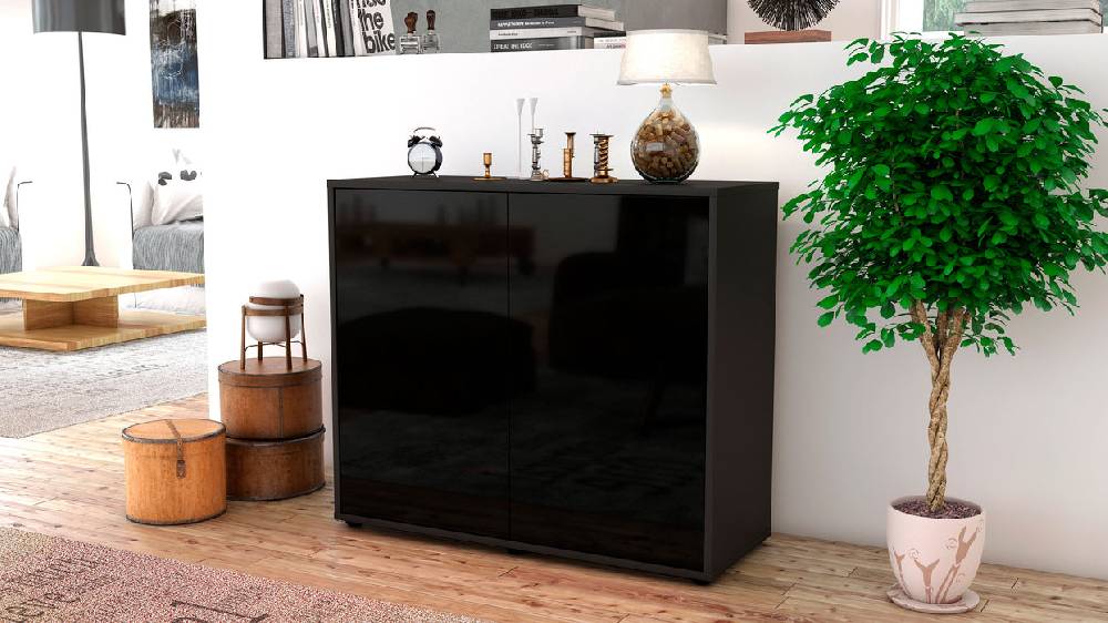 Stil Zeit Möbel Sideboard Blanka, Schwarz (92x79x35cm) Heißer Verkauf