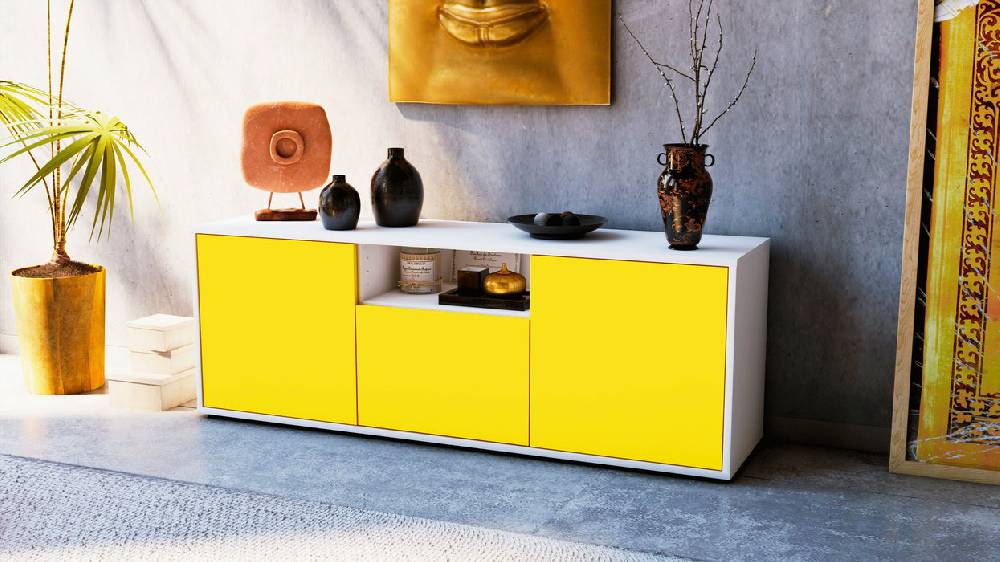 Stil Zeit Möbel Lowboard Andreana, Gelb (136x49x35cm) Bestseller