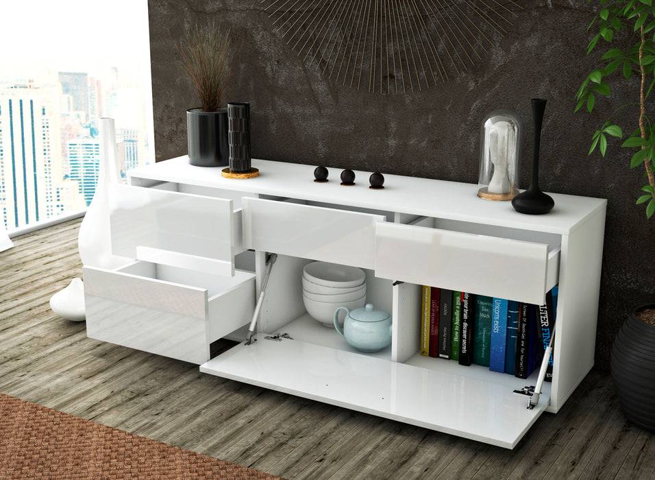 Stil Zeit Möbel Lowboard Anais, Weiß (136x49x35cm) Saisonale Angebote