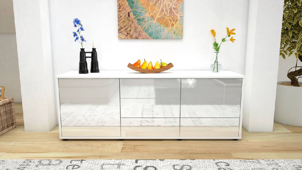 Stil Zeit Möbel Lowboard Amedea, Weiß (136x49x35cm) Kauf eins, bekomm eins gratis