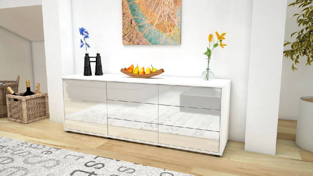 Stil Zeit Möbel Lowboard Amedea, Weiß (136x49x35cm) Kauf eins, bekomm eins gratis