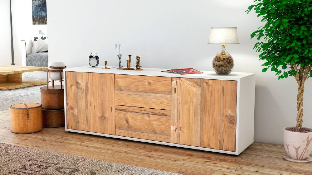 Stil Zeit Möbel Lowboard Alma, Pinie (136x49x35cm) Sonderangebote