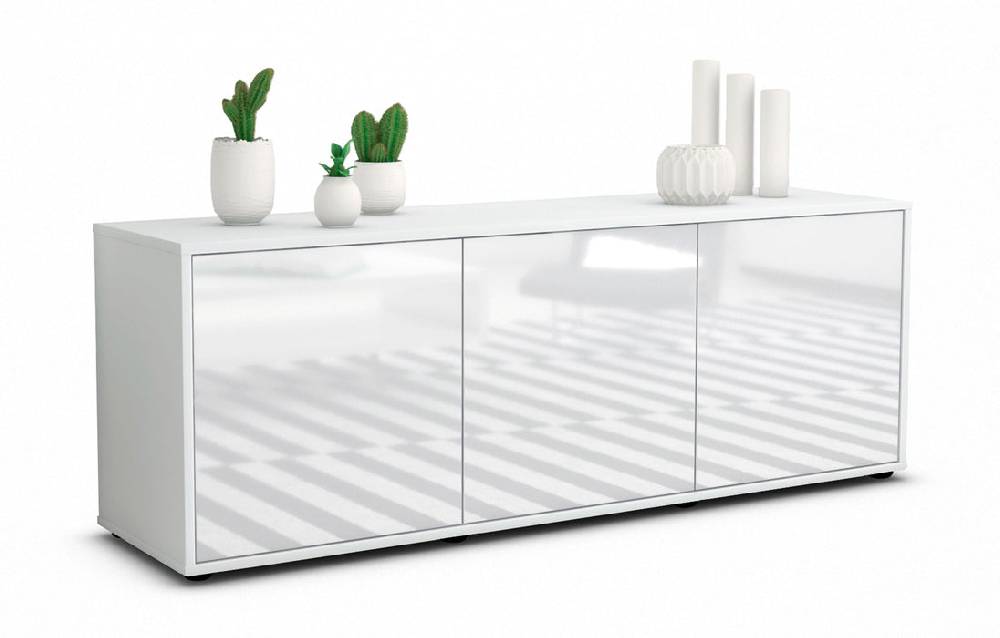 Stil Zeit Möbel Lowboard Allegra, Weiß (136x49x35cm)