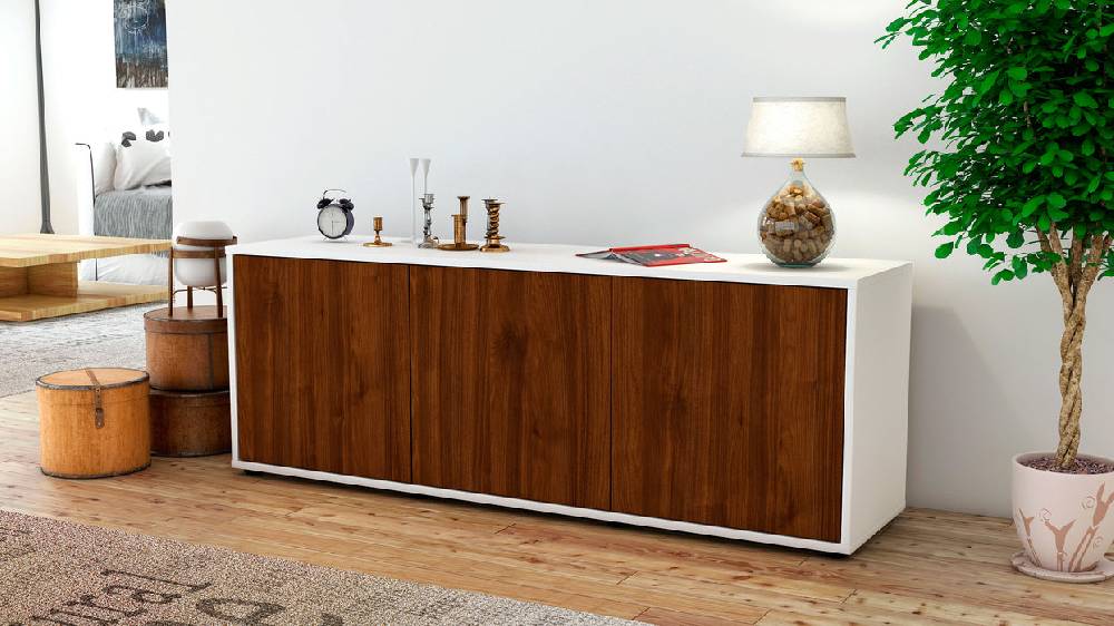 Stil Zeit Möbel Lowboard Allegra, Walnuss (136x49x35cm) Wochenangebot