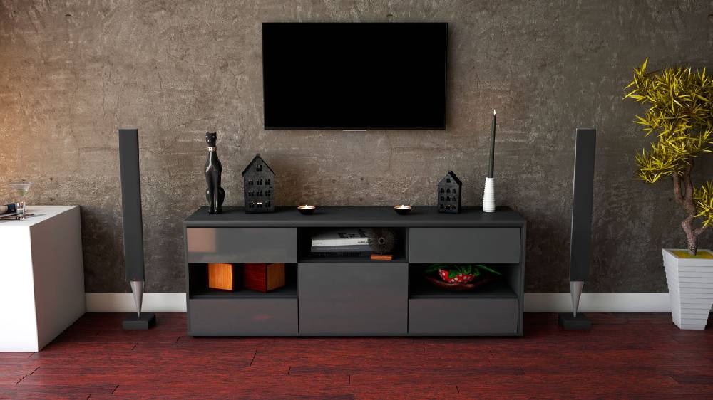Stil Zeit Möbel Lowboard Annina, Grau (136x49x35cm) JETZT KAUFEN