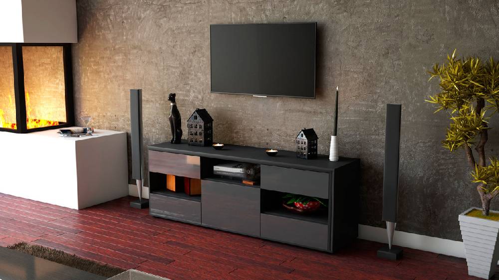 Stil Zeit Möbel Lowboard Annina, Grau (136x49x35cm) JETZT KAUFEN