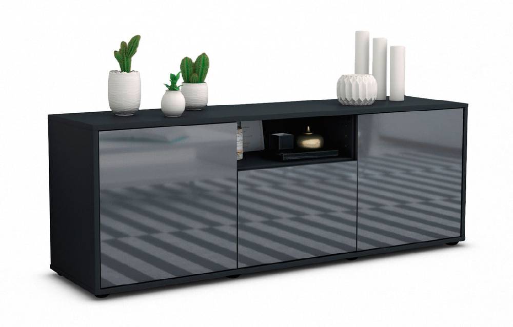 Stil Zeit Möbel Lowboard Andreana, Grau (136x49x35cm) Bis zu 50% Rabatt