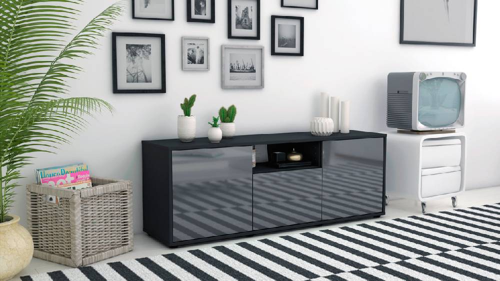 Stil Zeit Möbel Lowboard Andreana, Grau (136x49x35cm) Bis zu 50% Rabatt