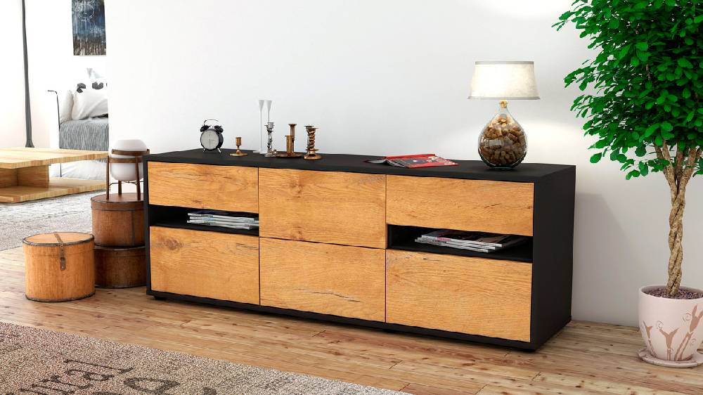 Stil Zeit Möbel Lowboard Andrea, Eiche (136x49x35cm) Bis zu 65% Rabatt