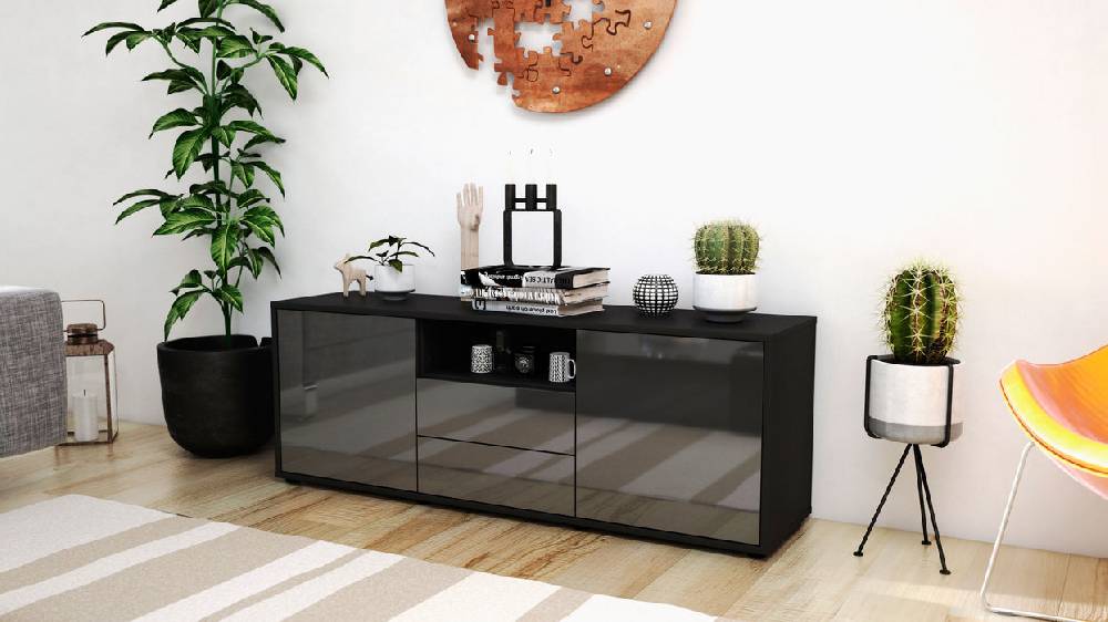 Stil Zeit Möbel Lowboard Ameriga, Grau (136x49x35cm) Nur für heute