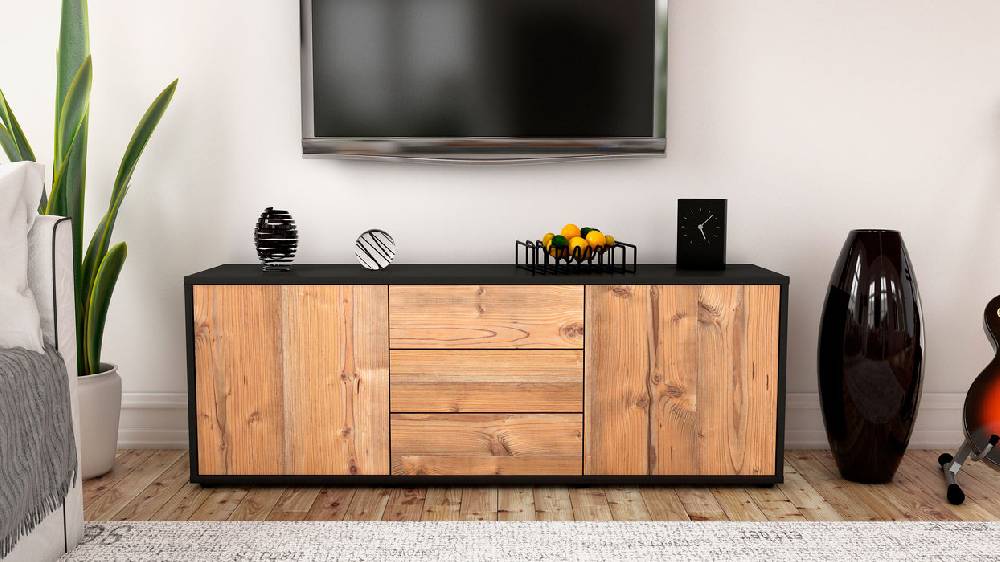 Stil Zeit Möbel Lowboard Ameline, Pinie (136x49x35cm) Sonderangebot der Fabrik