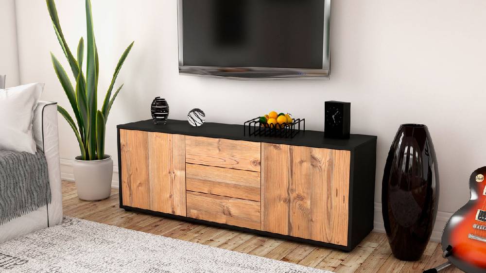 Stil Zeit Möbel Lowboard Ameline, Pinie (136x49x35cm) Sonderangebot der Fabrik