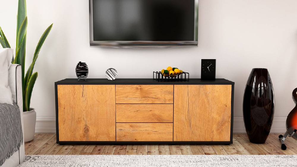 Stil Zeit Möbel Lowboard Ameline, Eiche (136x49x35cm) Vierteljährliche Förderung