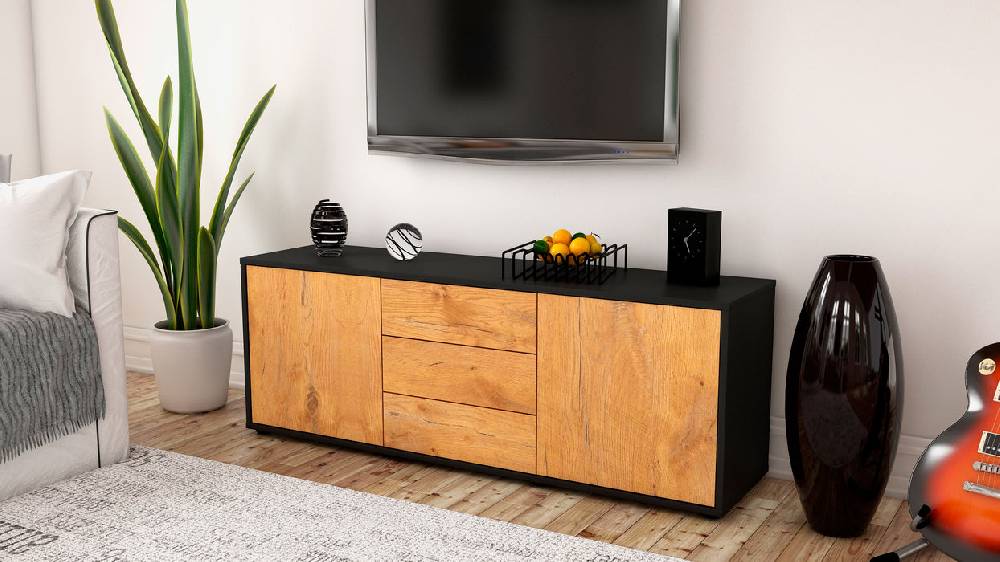 Stil Zeit Möbel Lowboard Ameline, Eiche (136x49x35cm) Vierteljährliche Förderung