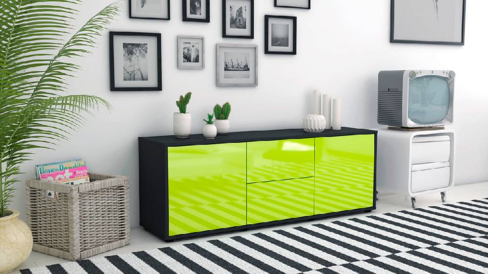 Stil Zeit Möbel Lowboard Alma, Grün (136x49x35cm) Super Rabatt