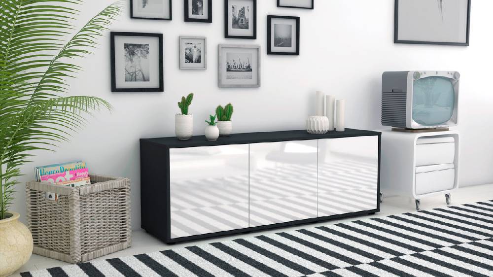 Stil Zeit Möbel Lowboard Allegra, Weiß (136x49x35cm) Riesige Rabatte