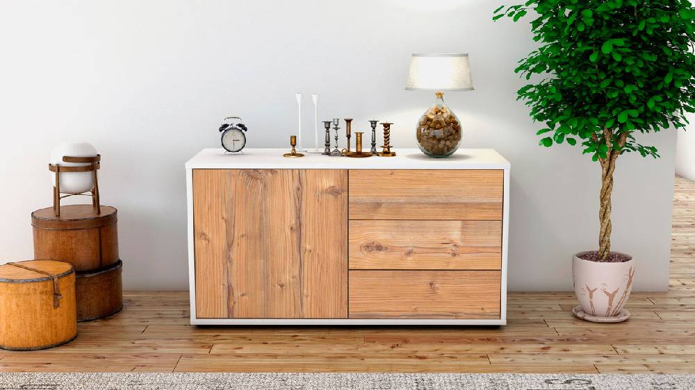 Stil Zeit Möbel Lowboard Alessandra, Pinie (92x49x35cm) Fabrikladen