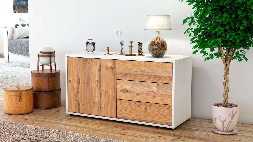 Stil Zeit Möbel Lowboard Alessandra, Pinie (92x49x35cm) Fabrikladen